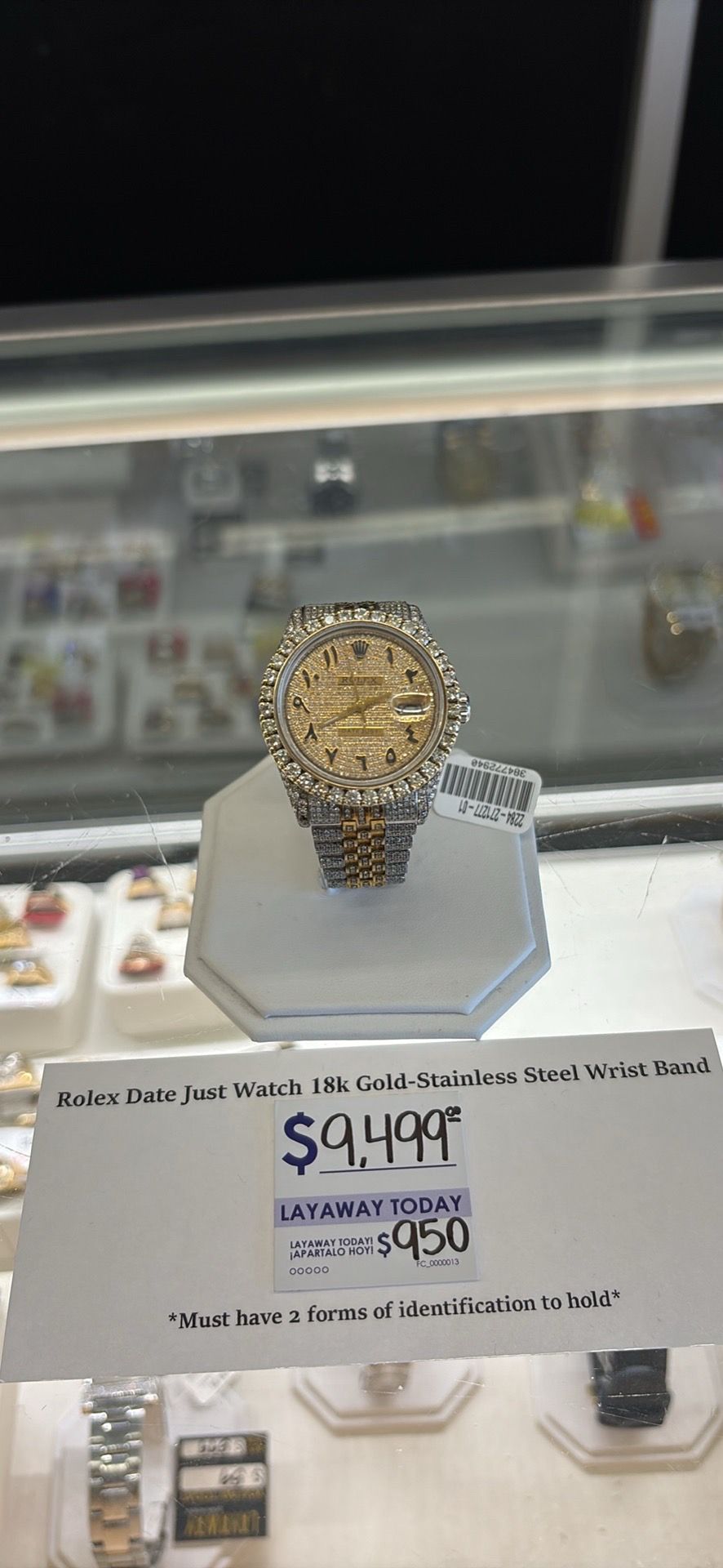 Rolex watch diamonds all around 18kt stainless steel wrist band