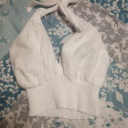 Blanco By Nature White Cropped Halter Top