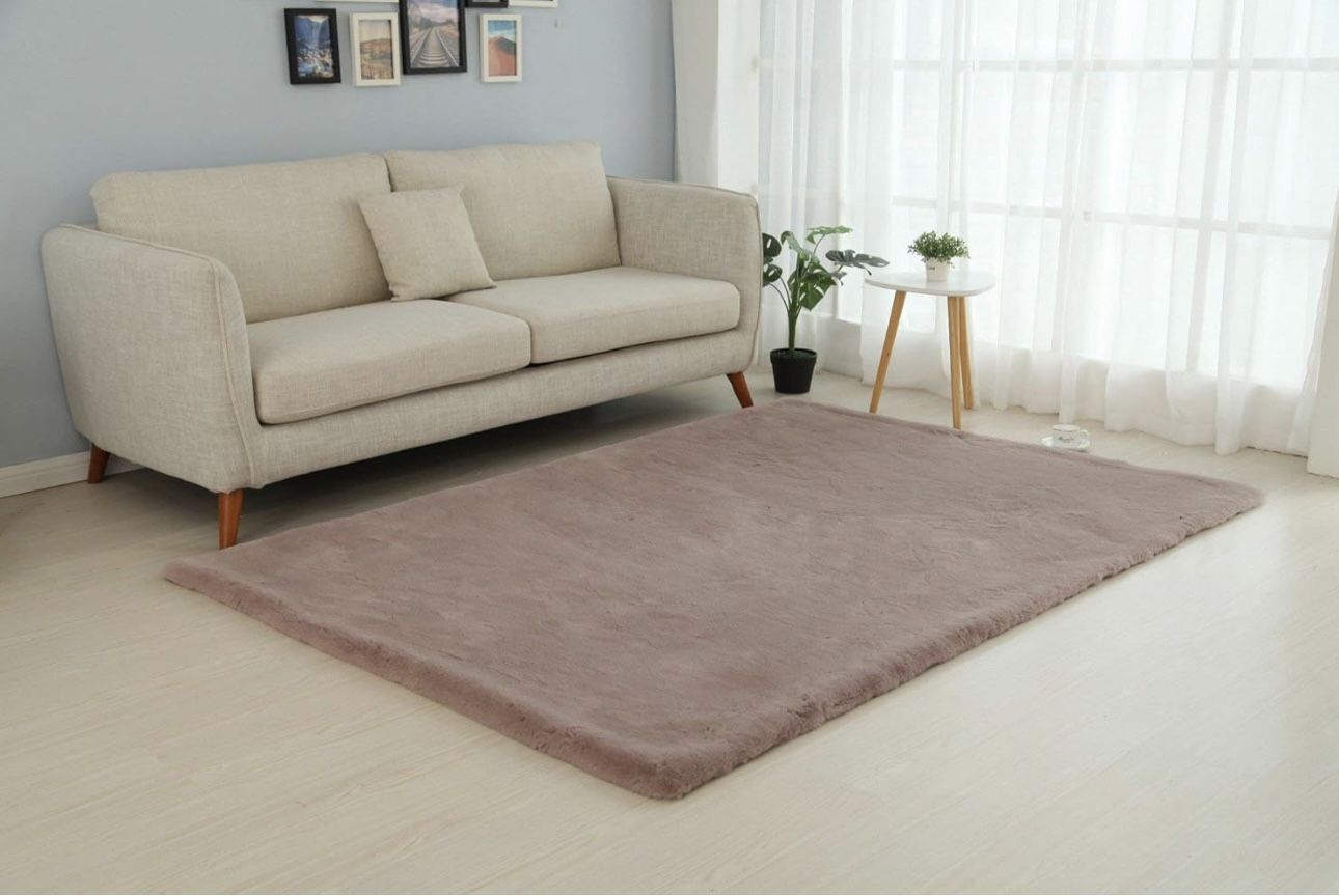 Dusty Rose 5x7 Modern Soft Luxury Chinchilla Feel Faux Fur Area Rug
