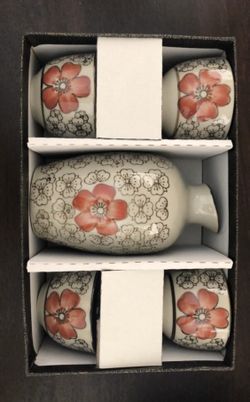 Sake set for 4 ceramic