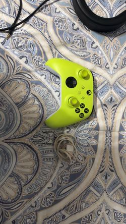 Neon green Xbox controller with usb charger