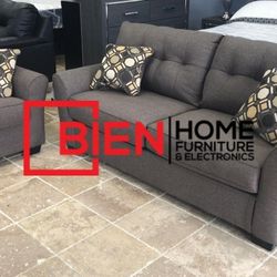 Tibbee Slate Living Room Set Sofa & Loveseat Juego de Sala 