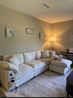 NOT FULLY ASSEMBLED Modular Couch with Cup Holders and USB Charger