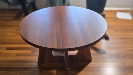 Round Walnut Wood Coffee Table