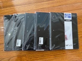 Lot of 5 Spiral Notebook, 8.5" x 11", 200 Sheets