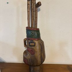 Wood Carved Golf Bag