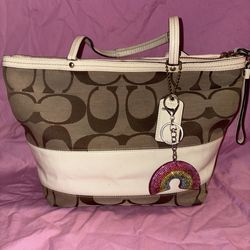 Coach F0 868–12429 White Patent Leather Coach Purse