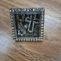 Sterling  Silver Ring Church Ring With Cross