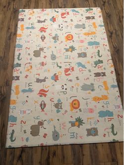 Baby Care Play Mat (Large, Moroccan - Blue) 82'' x 55'' Original One-Piece Reversible Rollable Waterproof Play Mat for Infants, Babies, Toddler, and K