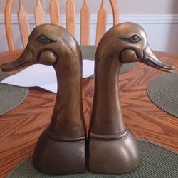 Vintage Brass Duck Bookends