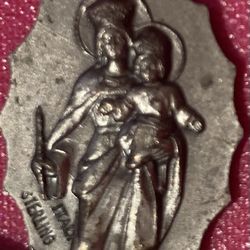 Vintage Sterling Silver Pendant Woman And Child, Mans Face