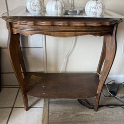 Vintage Wood Half-Moon Console Table