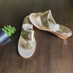 Jack Rogers  Gold Wedge Heeled Sandals Size 6