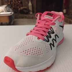 (Size-8.5) Women's, Like New, Nike Women's Zoom Winflo 3 Pink White Running Shoes 831564-106
