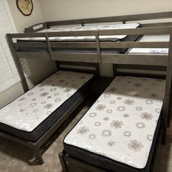 Triple Bunk Bed Frame With Mattresses 