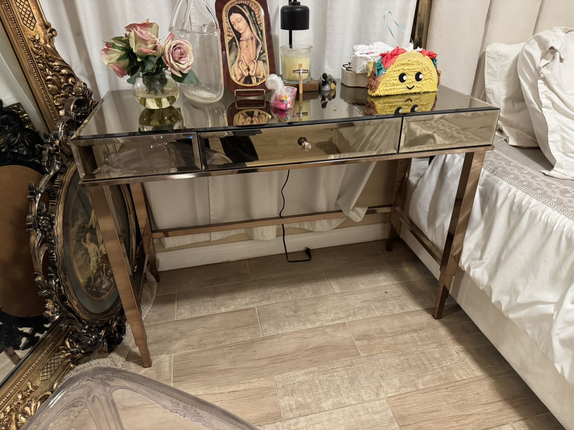 Champagne Mirror Desk