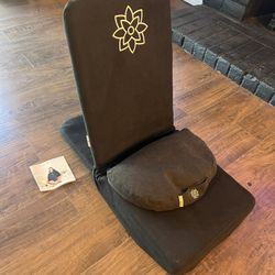 Mindful Modern Folding Pro Meditation Chair - Adjustable Meditation Seat with Back Support and Half Moon Buckwheat Meditation Cushion - Comfortable Mi