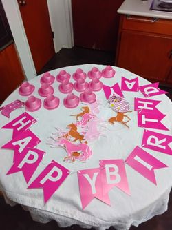 Pink Cowgirl Birthday Party Decoration Set