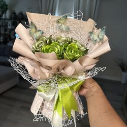 Green Roses Satin Eternal Flowers 