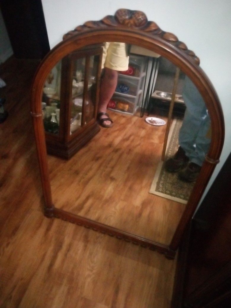 Antique Mirror Wooden Wood Frame