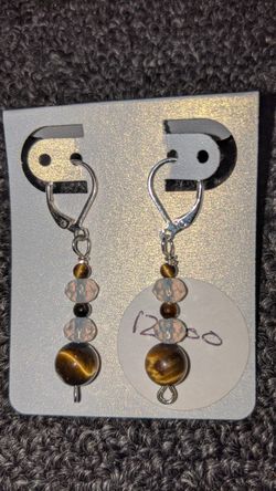 Silverplated tigers eye earings