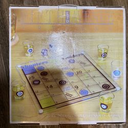 Chutes & Ladders Drinking Game Glass Shot Glasses & Glass Game Board Brand New