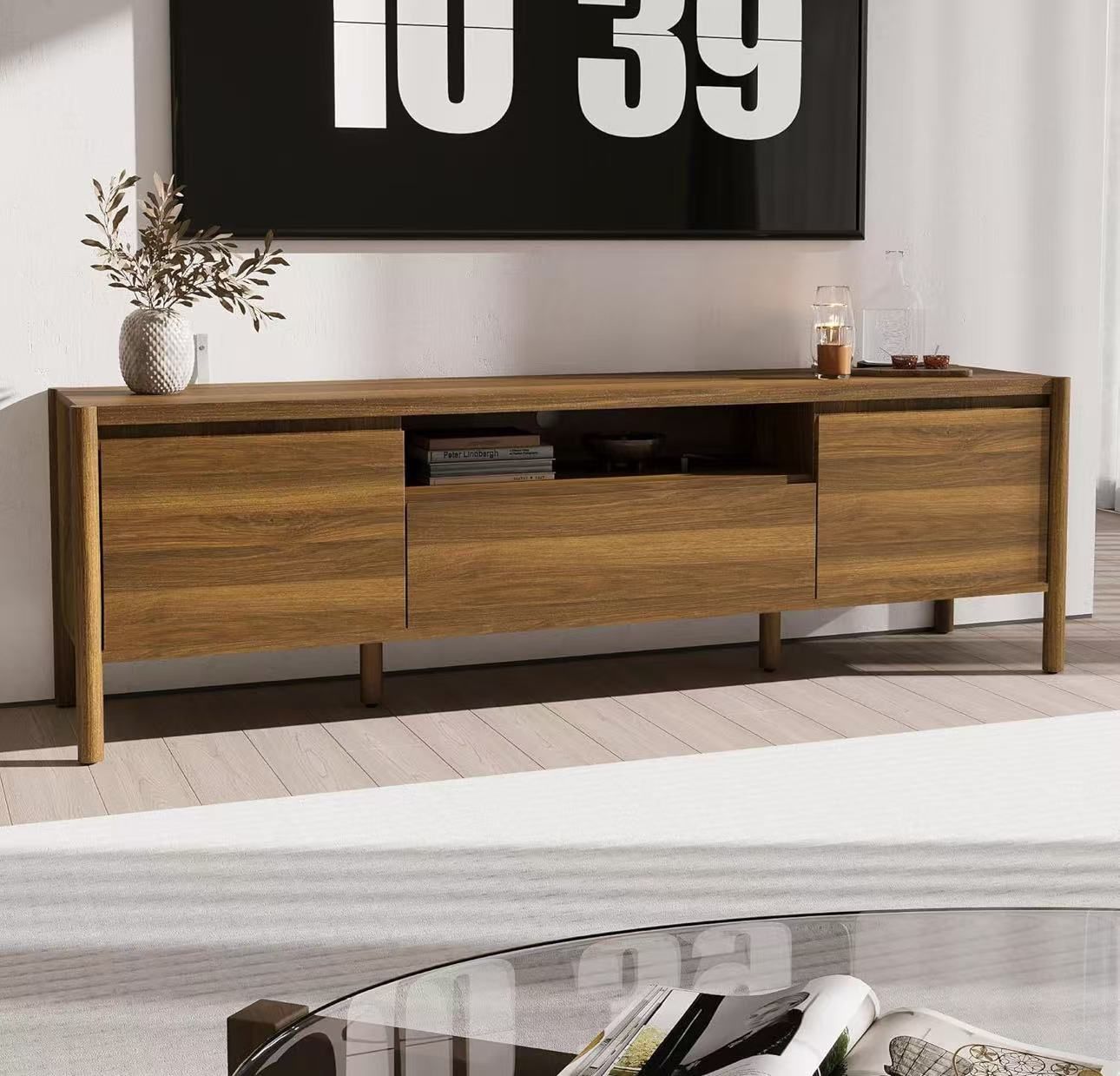 TV Stand with Flip-Down Door,