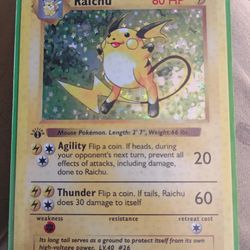 POKEMON RAICHU 1ST EDITION BASE SET SHADOWLESS 