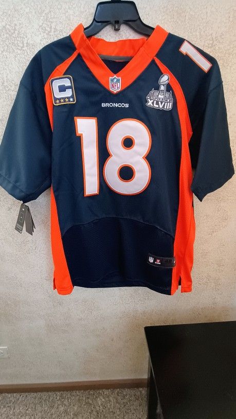Peyton Manning Jersey & Uncut  Football Cards Sheet size 48  Denver Broncos Super Bowl XLVIII NFL Football Jersey Heavy New With Tags. See our other g