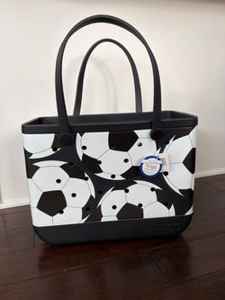 NWT Original Bogg Bag – "Let's Kick It" Soccer Print (Large 40L)