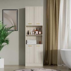 Cozy Castle Kitchen Pantry Cabinet 75" Tall Wood Storage Cabinet Light Oak 🌱