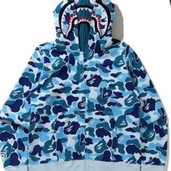 BAPE Big ABC Camo Shark Wide Full Zip Double Hoodie