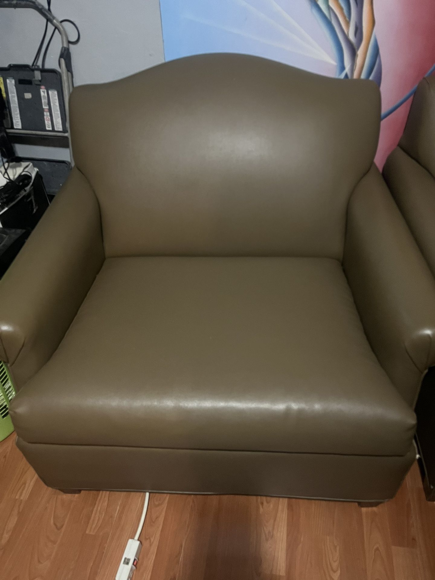 Italian Leather Convertible Chair Bed