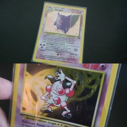 Holo Gengar and Holo Mr. Mime Old Pokemon Cards