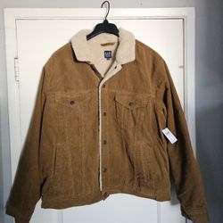 Men's Gap Jacket Corduroy Sherpa XL Brown 