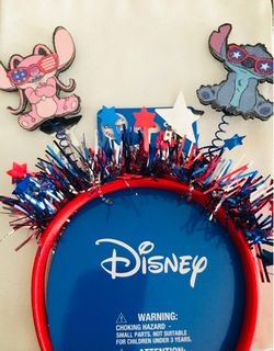Adorable Exclusive! ®️Disney💙🤍❤️STITCH & ANGEL ❤️🤍💙Patriotic Headband