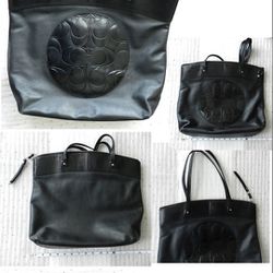 Coach Vintage Black Leather Tote Bag 