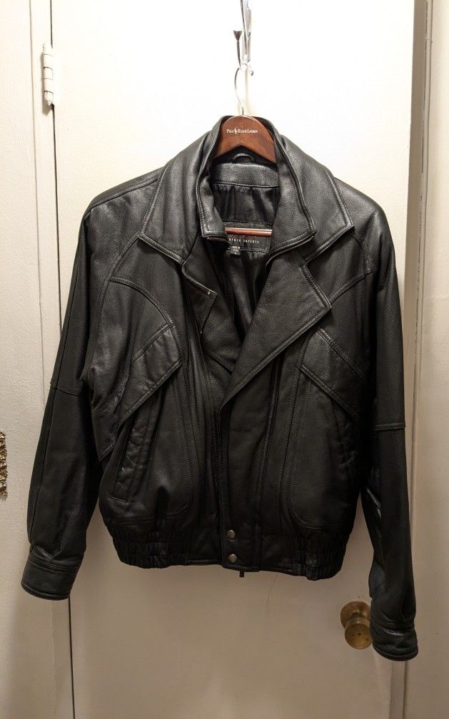 Men's Black Leather Aviator Jacket 