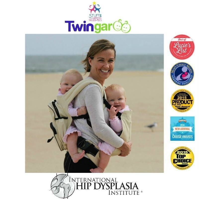 New! Khaki Twingaroo twin baby carrier