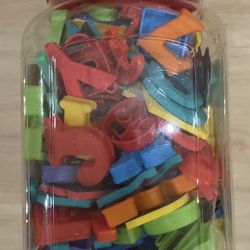 Jar of Magnetic Letters and numbers