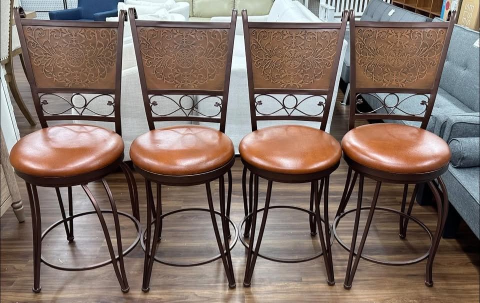 New 24” Copper Stamped Steel Counter Height Stools, Set of 4