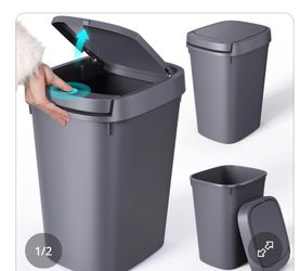 Gray Touch-Top Plastic Trash Can