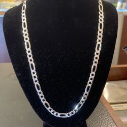 925 Real Italian Silver Figaro Chain 24” 6mm And 8mm