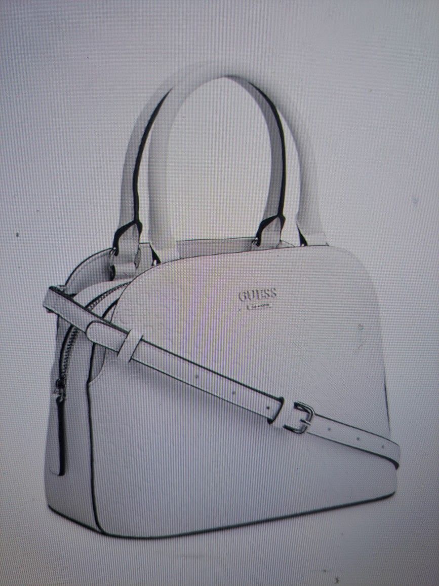 NEW GUESS Kamni Mini Satchel Crossbody White Bag With Multiple Compartments & Double Straps