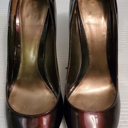 Anne Klein Peep Toe Heels, Bronze 8M