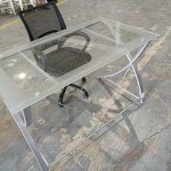 Glass computer desk