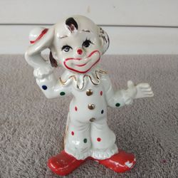 Vintage Artmark Polka Dot Clown Figurine 5.5"
