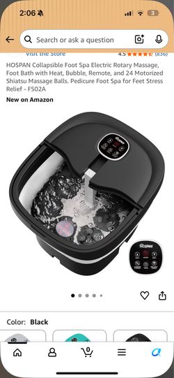 NEW  Black Collapsible Foot Spa Massager