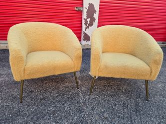 HULALA HOME Rovigo Modern Upholstered Living Room Chair Barrel Chair with Metal Legs Set of 2