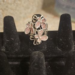 Pink Butterfly Adjustable Ring 